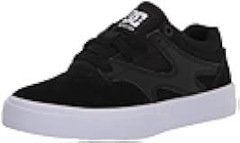 DC Boy's Kalis Vulc Skate Shoe, Black/Black/White, 12 Medium US Little Kid