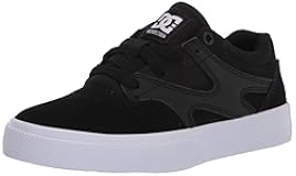 DC Boy&apos;s Kalis Vulc Skate Shoe&comma; Black&sol;Black&sol;White&comma; 12 Medium US Little Kid