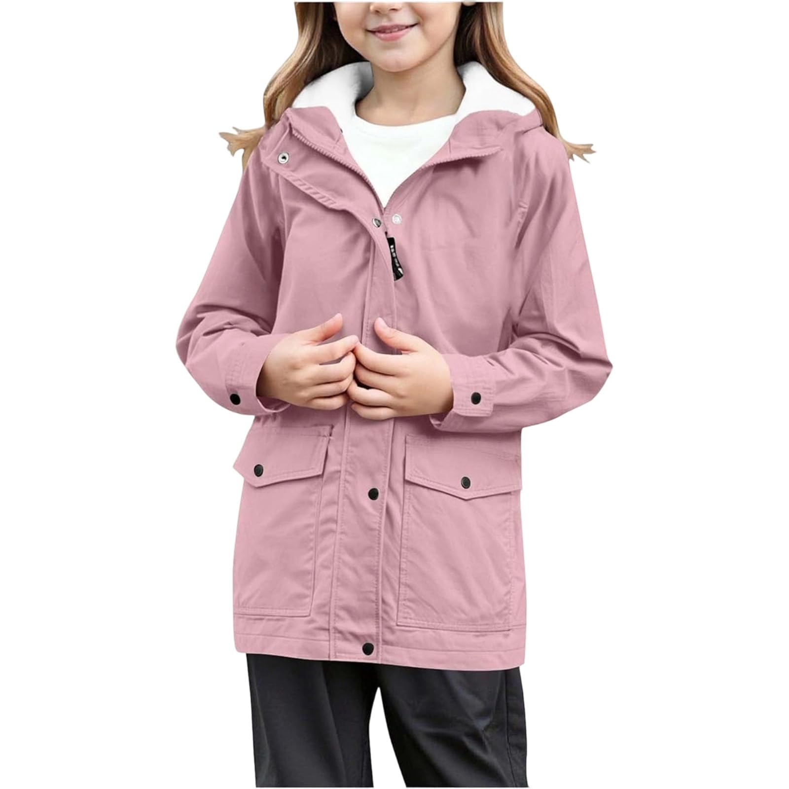Kinder Regenjacke wasserdicht Jungen und Mädchen ultraleichte Windbreaker Übergangsjacke Atmungsaktiv Softshelljacke Mit Kapuze Und Taschen Reißverschluss Verstellbare Regenmantel Für Schule Camping