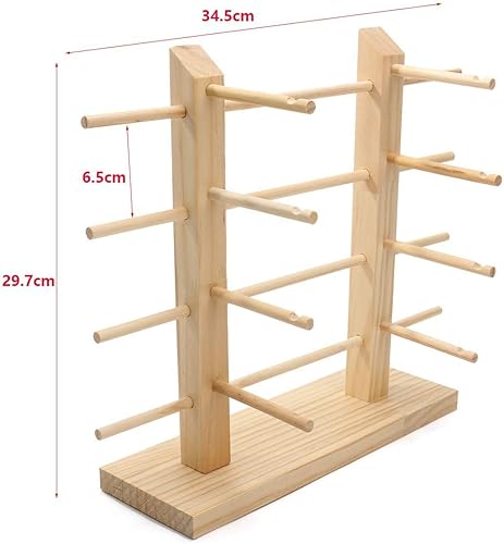 Miniatura 3 de Soporte de soporte de exhibición de gafas de sol de madera, doble fila 8 pares de lino organizador de gafas de mesa Estante de almacenamiento al por
