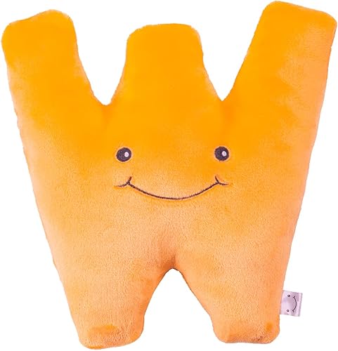 Letra de peluche educativa W  Alfabeto de peluche grande de 11 pulgadas de naranja mandarina, juguetes lavables a máquina, regalos perfectos de