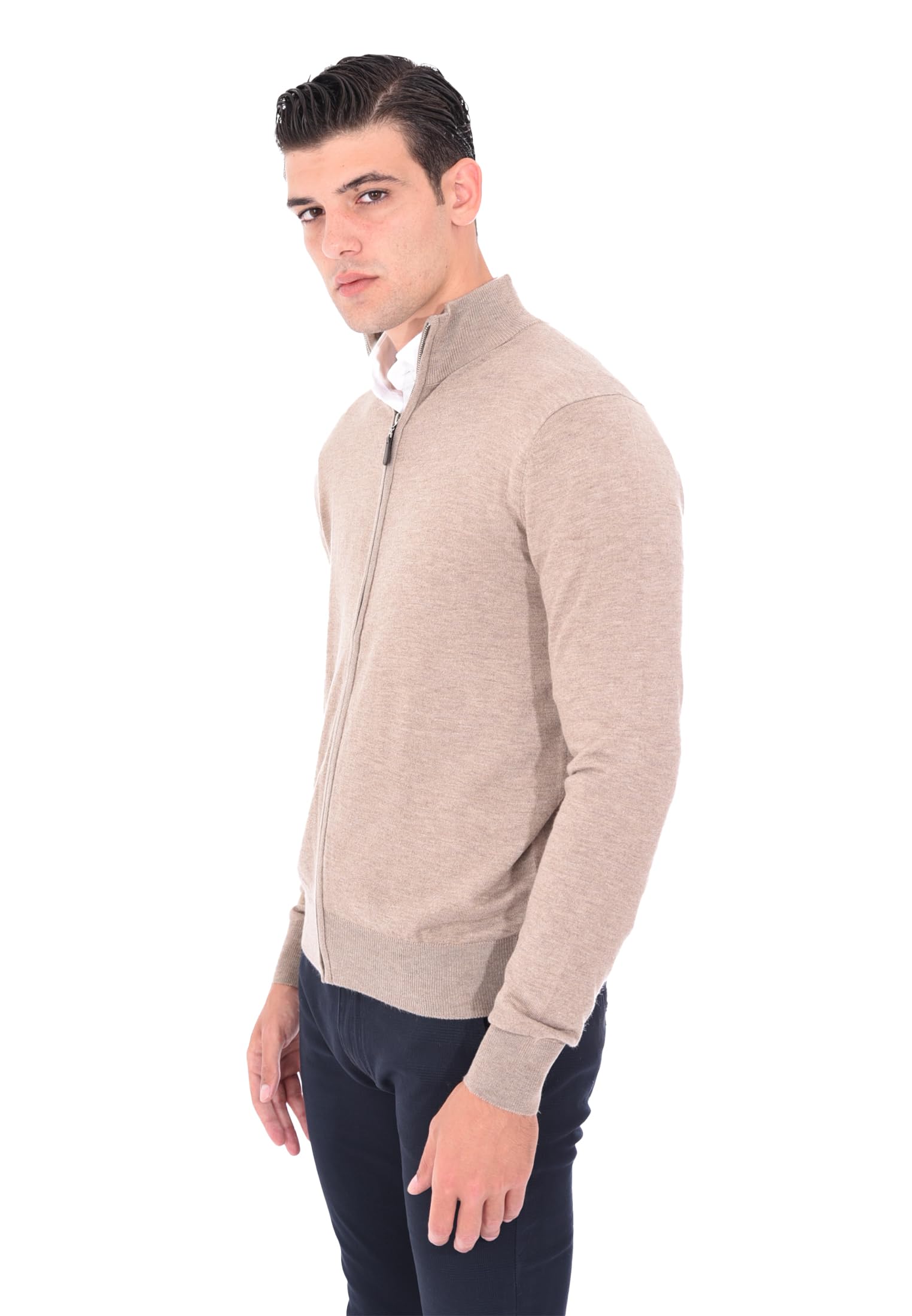 Ciabalù Cardigan Uomo con Zip Lana e Cashmere Maglione con Cerniera Collo Alto