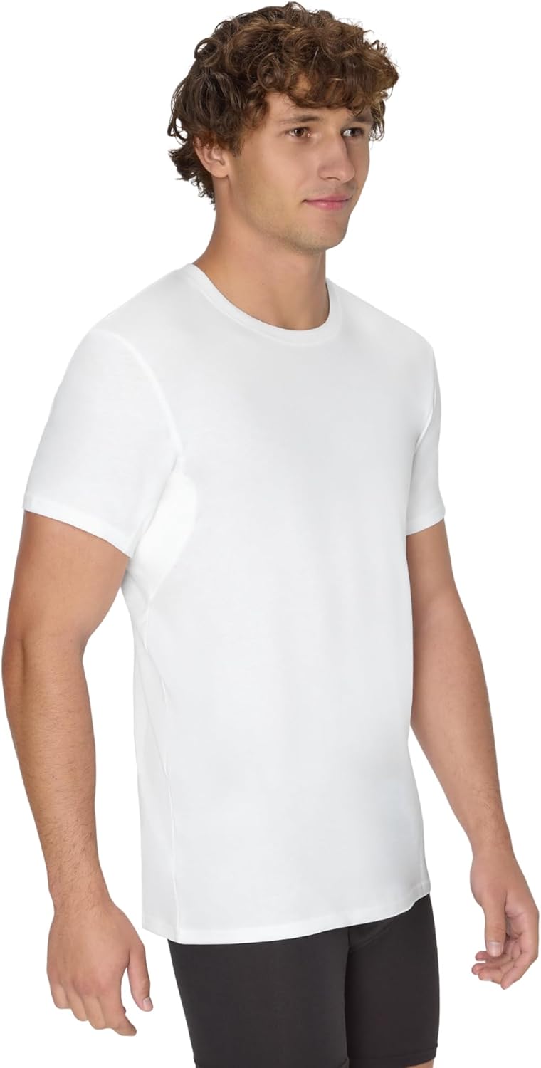 Hanes Mens Sweat Block Undershirt, Underarm Sweat Blocking Tee, White Crewneck T-Shirt, 3-Pack - Image 4