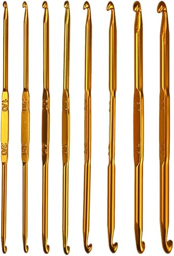 Agujas de ganchillo de aluminio, suministros de tejido de alfombra afgana, mango de ganchillo, 8 en 1, aguja de tejer ergonómica de doble cabeza,