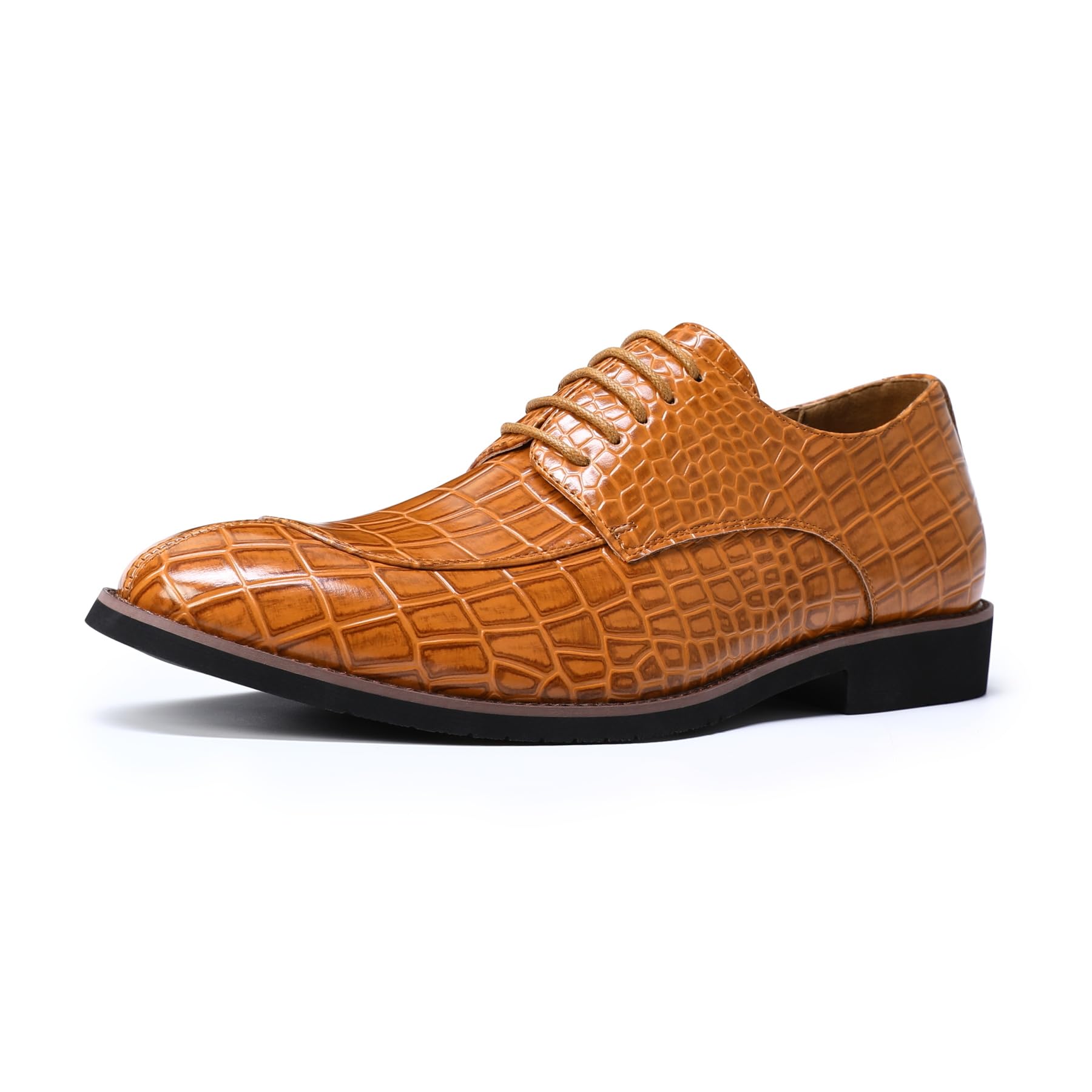 YFFUSHI Zapatos Formales para Hombre Derbies Elegantes con Cordones y Estampado de Cocodrilo para Negocios Bodas o Ceremonia