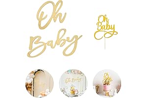 Oh Baby Sign with Gold Painted Cake Topper