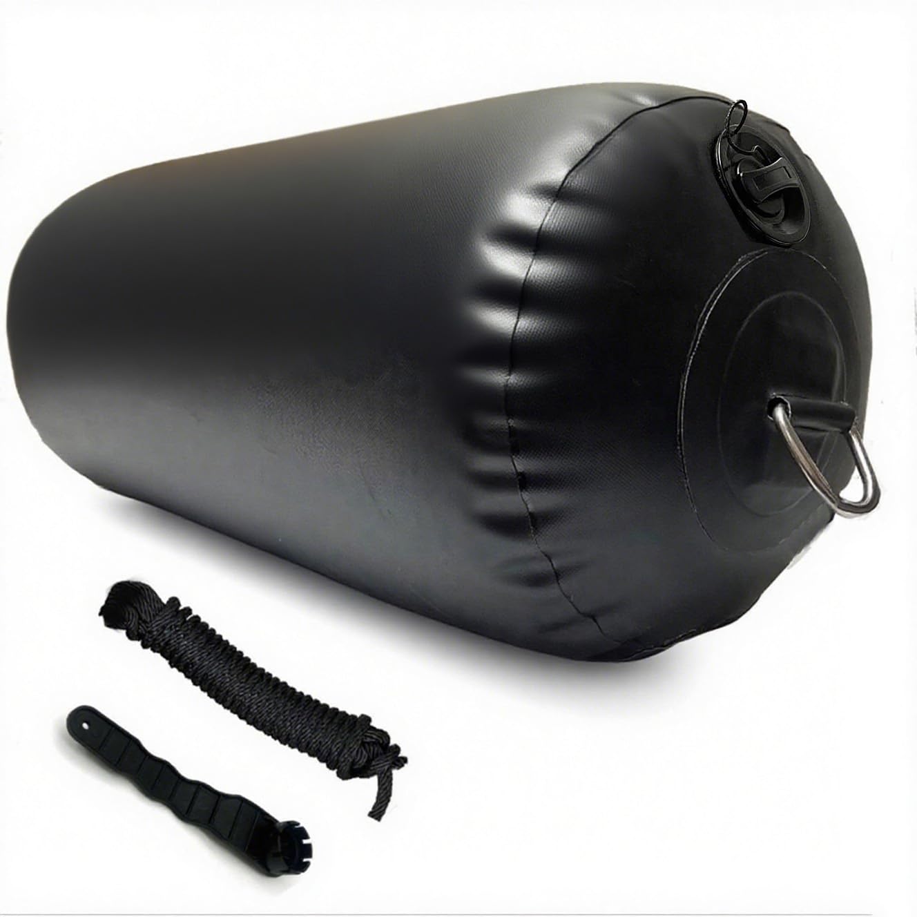 DSCRAFT Heavy-Duty Inflatable PVC Boat Fenders (18"x40") Stationary Dock Boats Yacht Sailboats Black