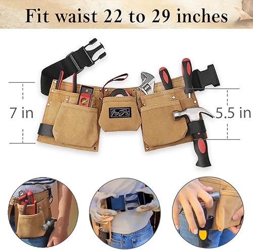 Miniatura 2 de Cinturón de herramientas de carpintero de cuero para mujeres pequeñas, adolescentes, niñas, cinturón de herramientas de tamaño pequeño, cintura de