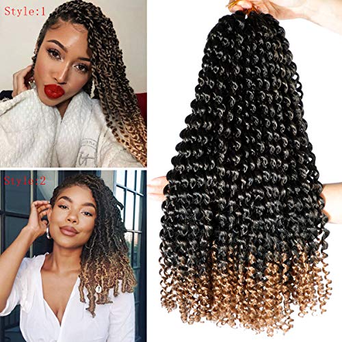 Black Friday Deals 6Packs Ombre Blonde Passion Twist Hair Water Wave Crochet Braids Hair for Butterfly Locs 18inch Pre-L
