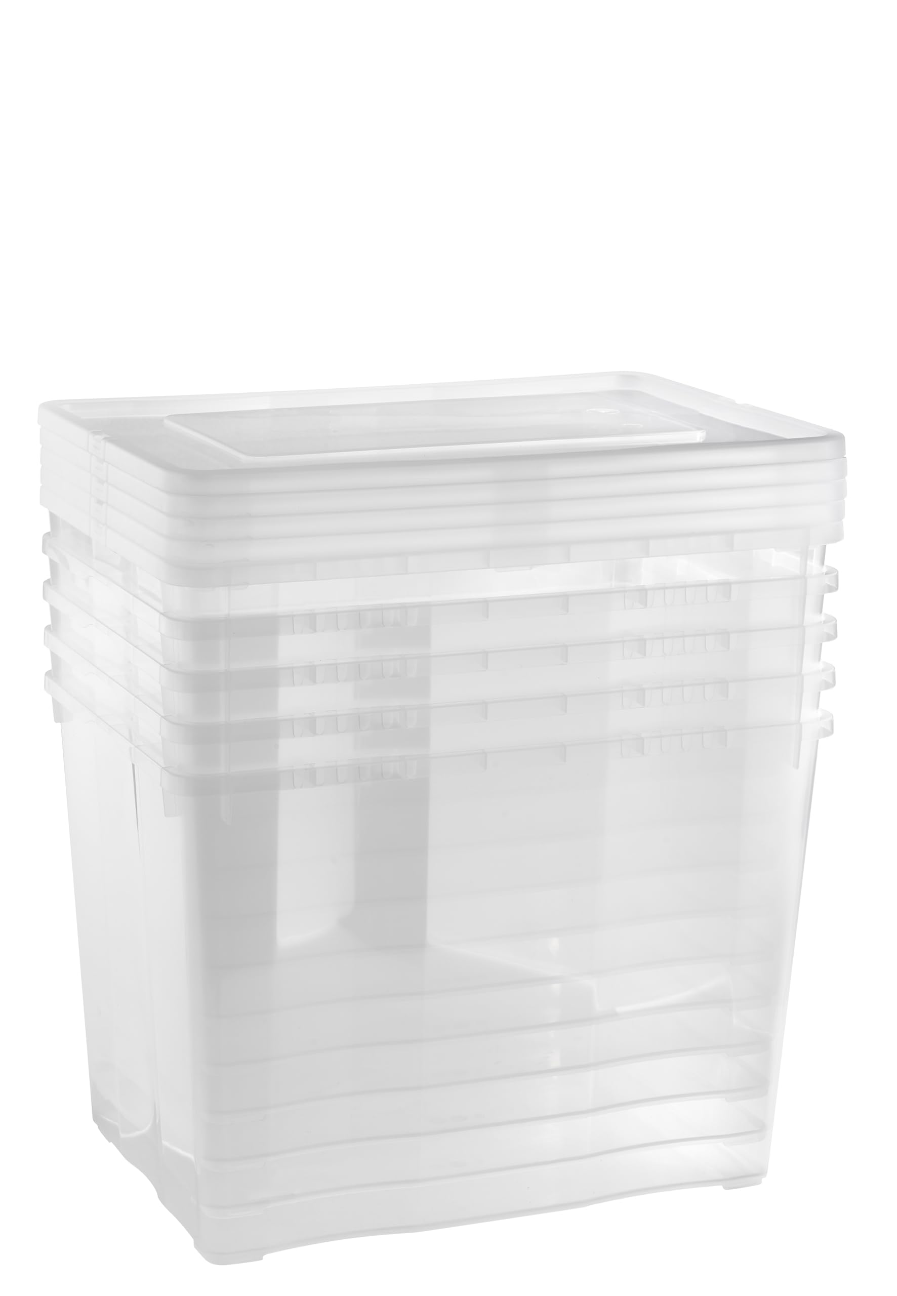 Grizzly storage boxes 5 x 20 L medium high with transparent lid - stackable transparent boxes with ventilation