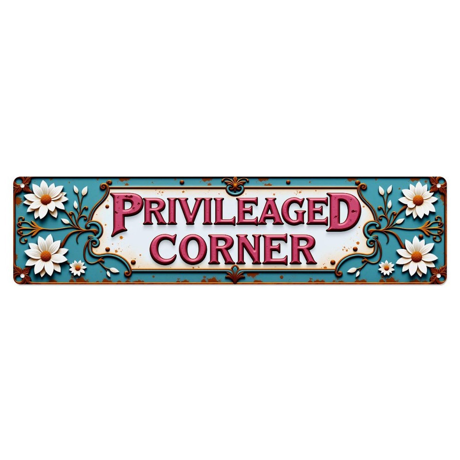 Floral Ornate Vintage Sign Design_5 Tin Sign Vintage Metal Poster Retro Bar, Home, Man Cave, Kitchen, Laundry Room Wall Art Decor Gift 4x16 Inch