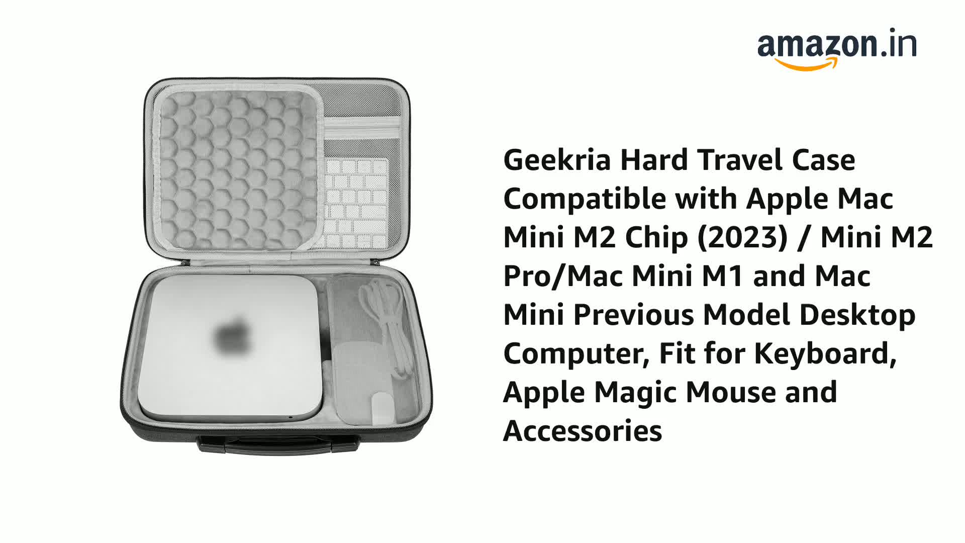 GEEKRIA Hard Travel Case, Compatible with Apple 2023/2020 Mac mini