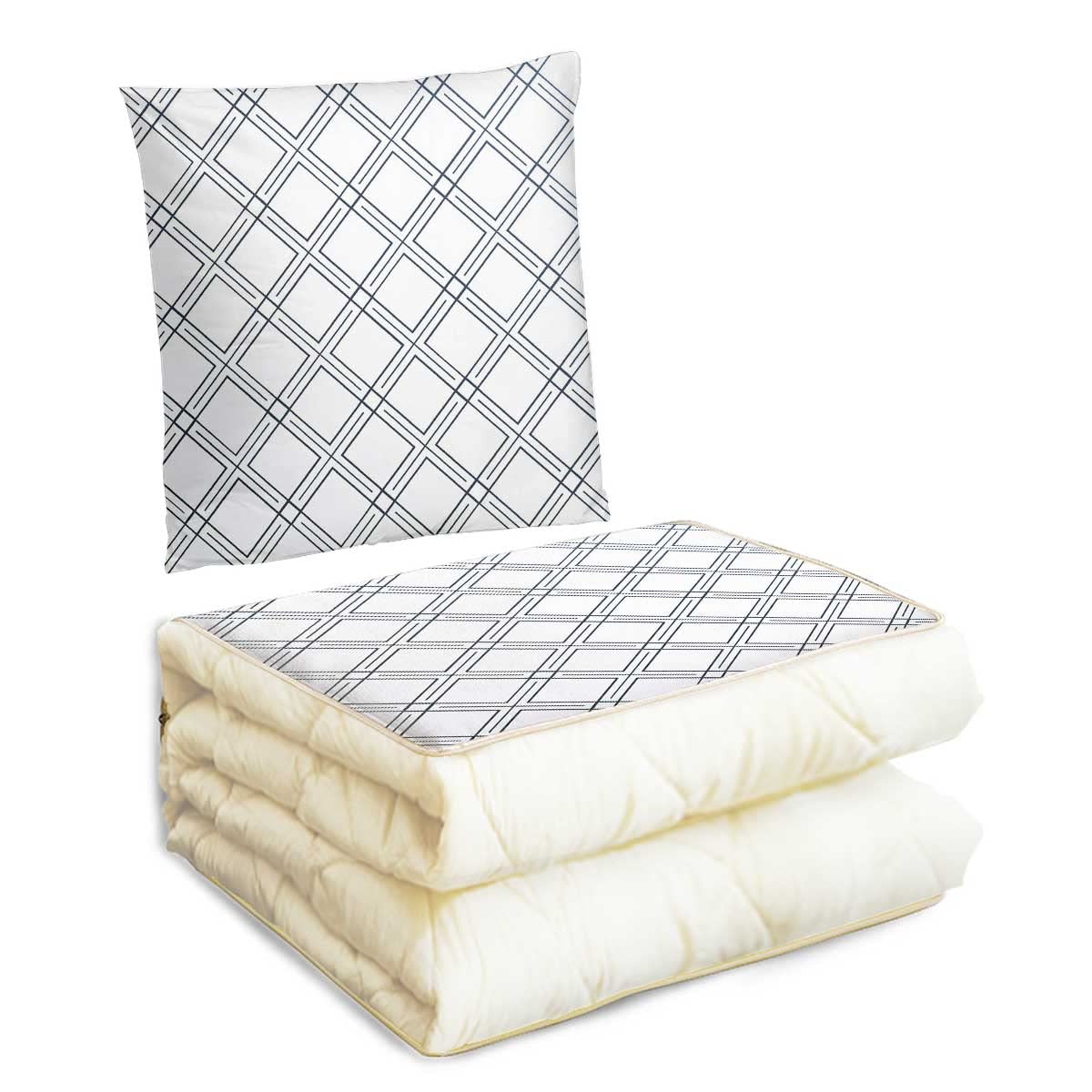 Travel Blanket and Pillow Set Light Color Modern Compact Pack Large Blanket for Any Travel Family Travel Necessities 16" X 16"