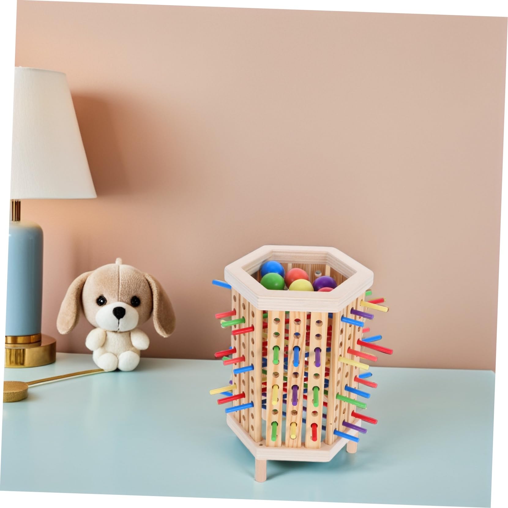 Montessori Madera Apilable Colores Brillantes para Desarrollo Habilidades Cognitivas Clasificación Tablero Educativo Madera Natural