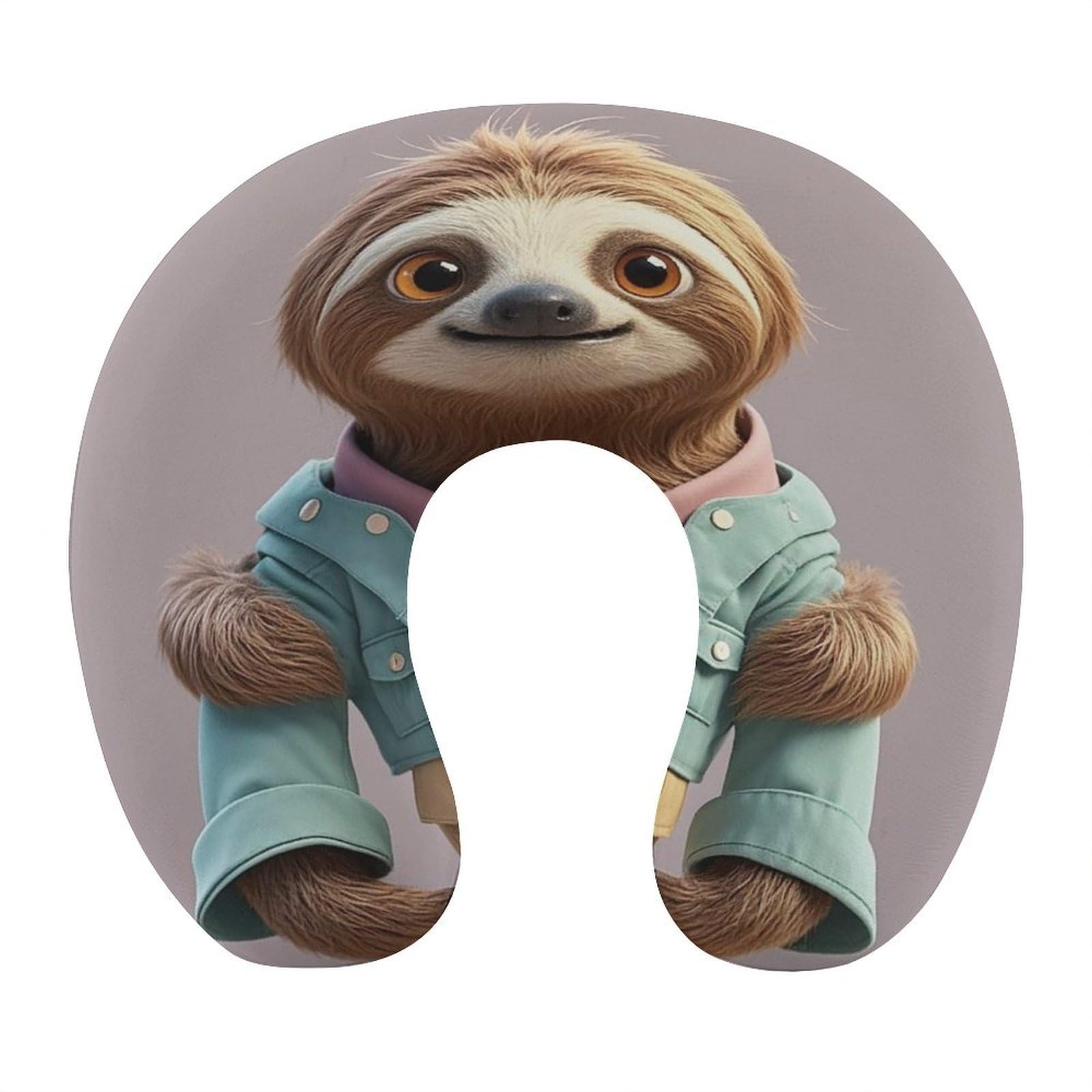 FekiLoot Sloth Travel Pillow U Shaped Neck Pillow Comfortable Memory Foam Pillow Portable Soft Headrest Lightweight Neck and Head Support for Planes Trains Self-Driving Cars