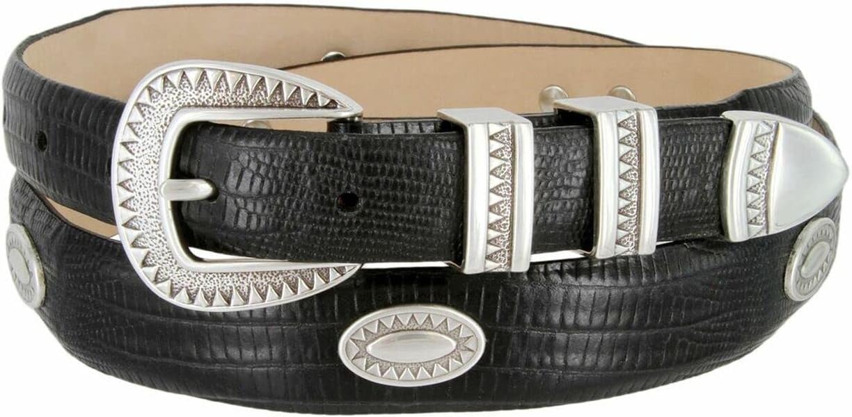 Black Mesa Italian Calfskin Genuine Leather Designer Dress Conchos Belt