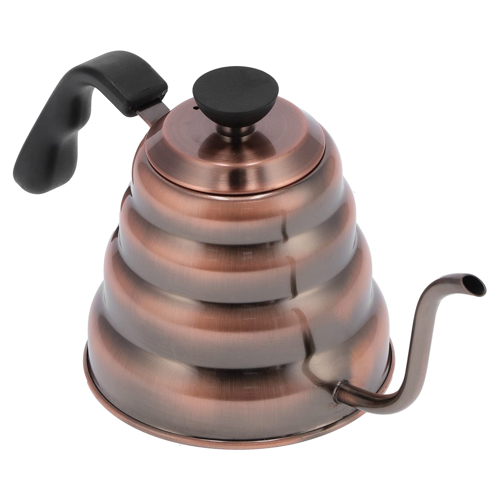 Hervidor de café de cuello de cisne de acero inoxidable 304, hervidor sin soldaduras con acabado antirroña y boquilla de precisión para preparar café manualmente, acabado en bronce