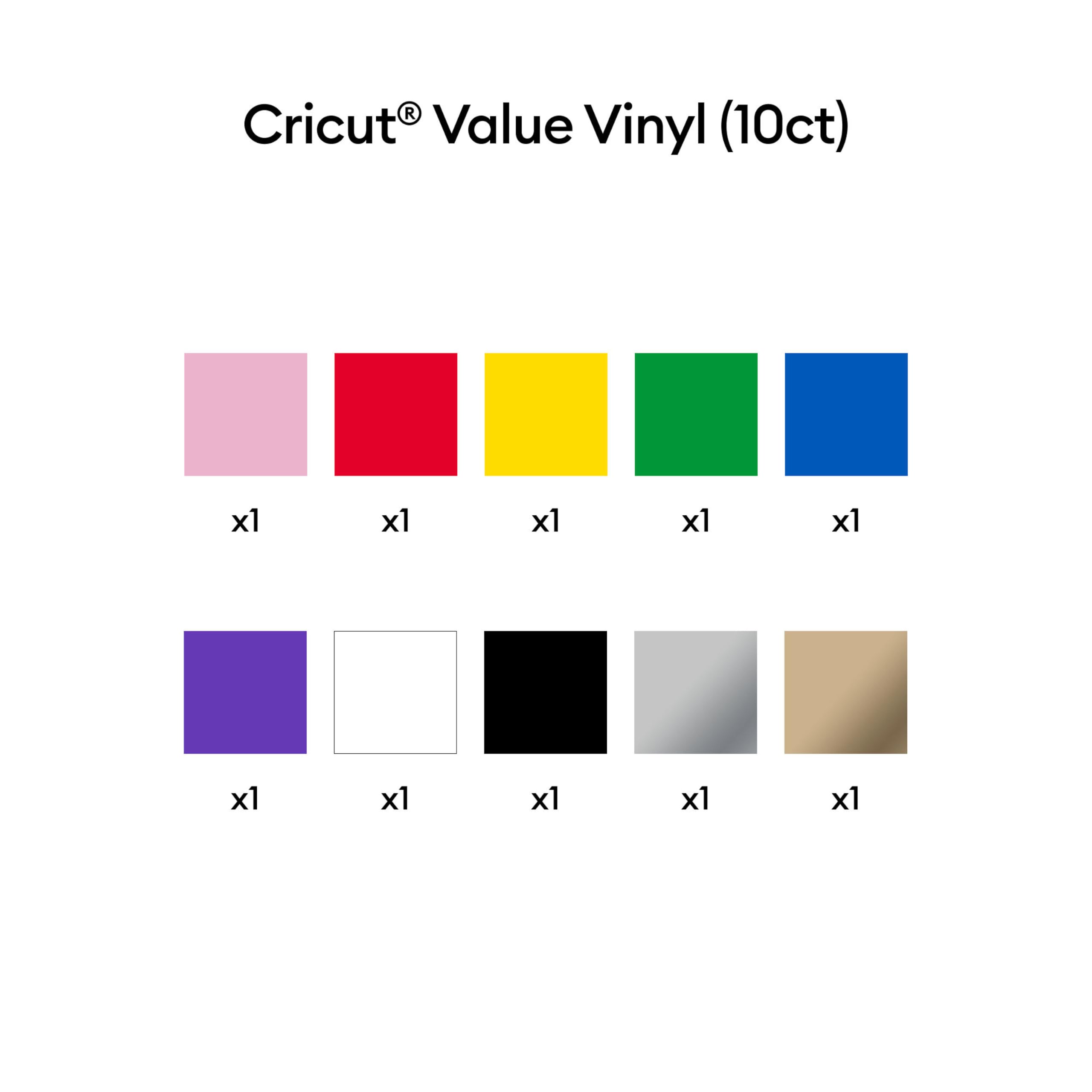 Cricut Vinilo Adhesivo Permanente - Pack de 10 Hojas - 30.5 cm x 30.5 cm (12" x 12") - Hojas de Vinilo para Cricut - Para Manualidades, Decoración y Proyectos DIY