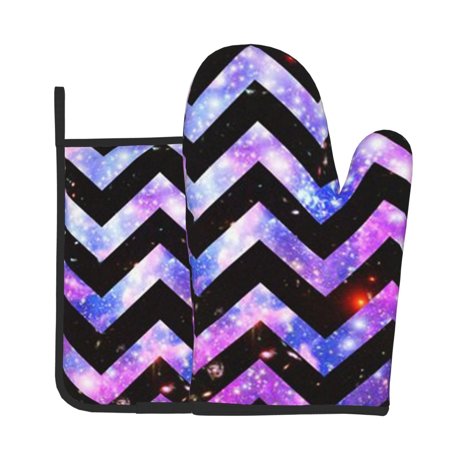 Galaxy Print Oven Mitts And Pot Holders Sets 7"X11" Kitchen Essentials 2-Piece Set Bbq, Baking