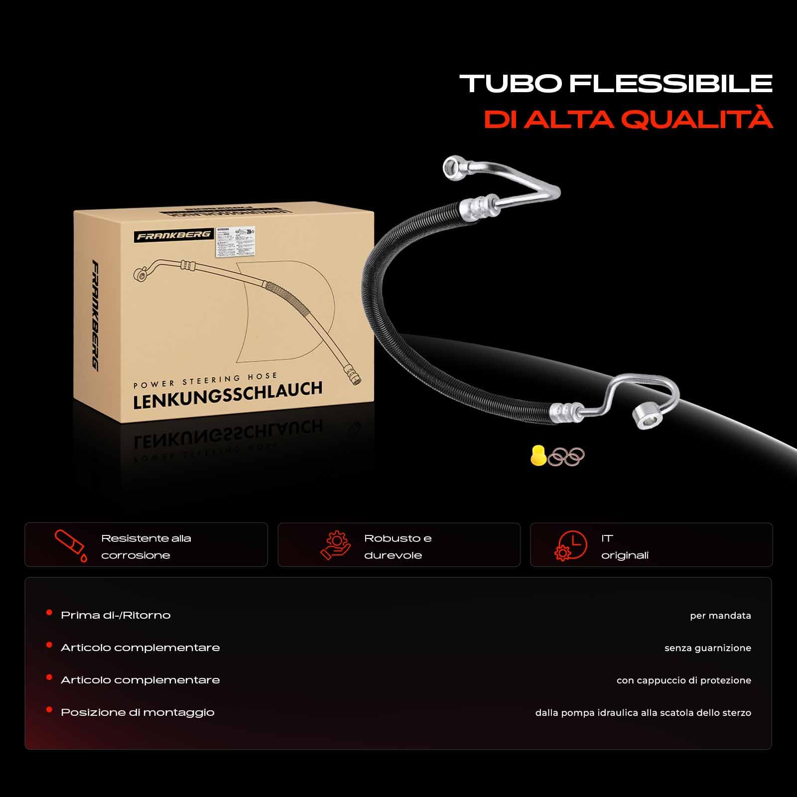 Frankberg Servosterzo Tubo flessibile Compatibile con 156 932 1.9L-2.4L 2000-2005 156 Sportwagon 932 1.8L-2.4L 1997-2006 Replace# 60672540, 3405582