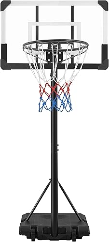 Yaheetech Portable Basketball Hoop System Basketball Goals Set Freestanding Basketball Stand System Adjustable Height with Wheels for IndoorOutdoor