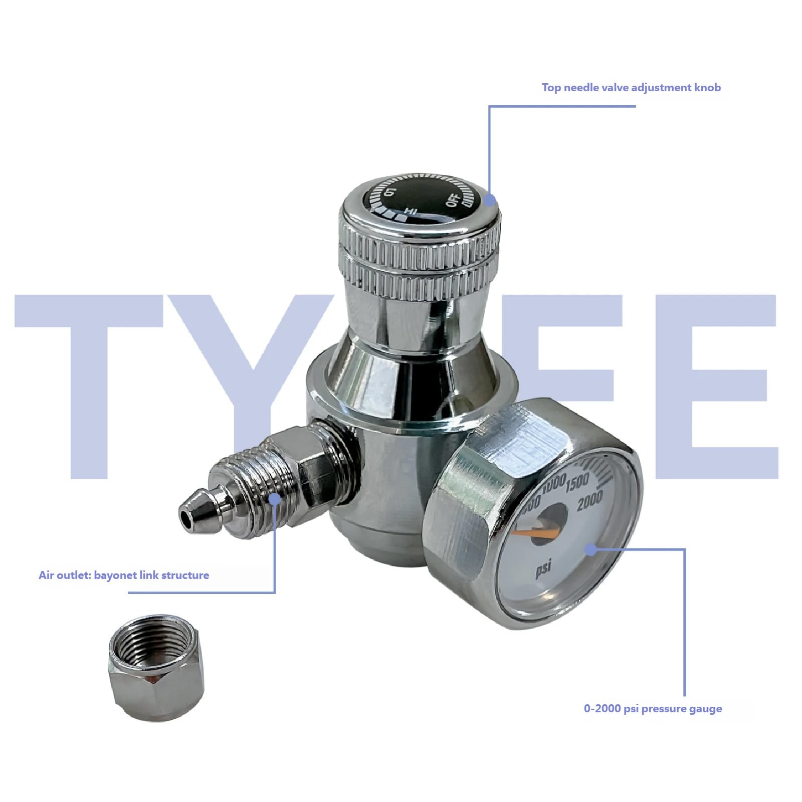Duty CO2 Druckregler mit Manometer 3/8‑24UNF / 1/2-20UNF Gewinderegler kompatibel für Standard-Flaschendruck