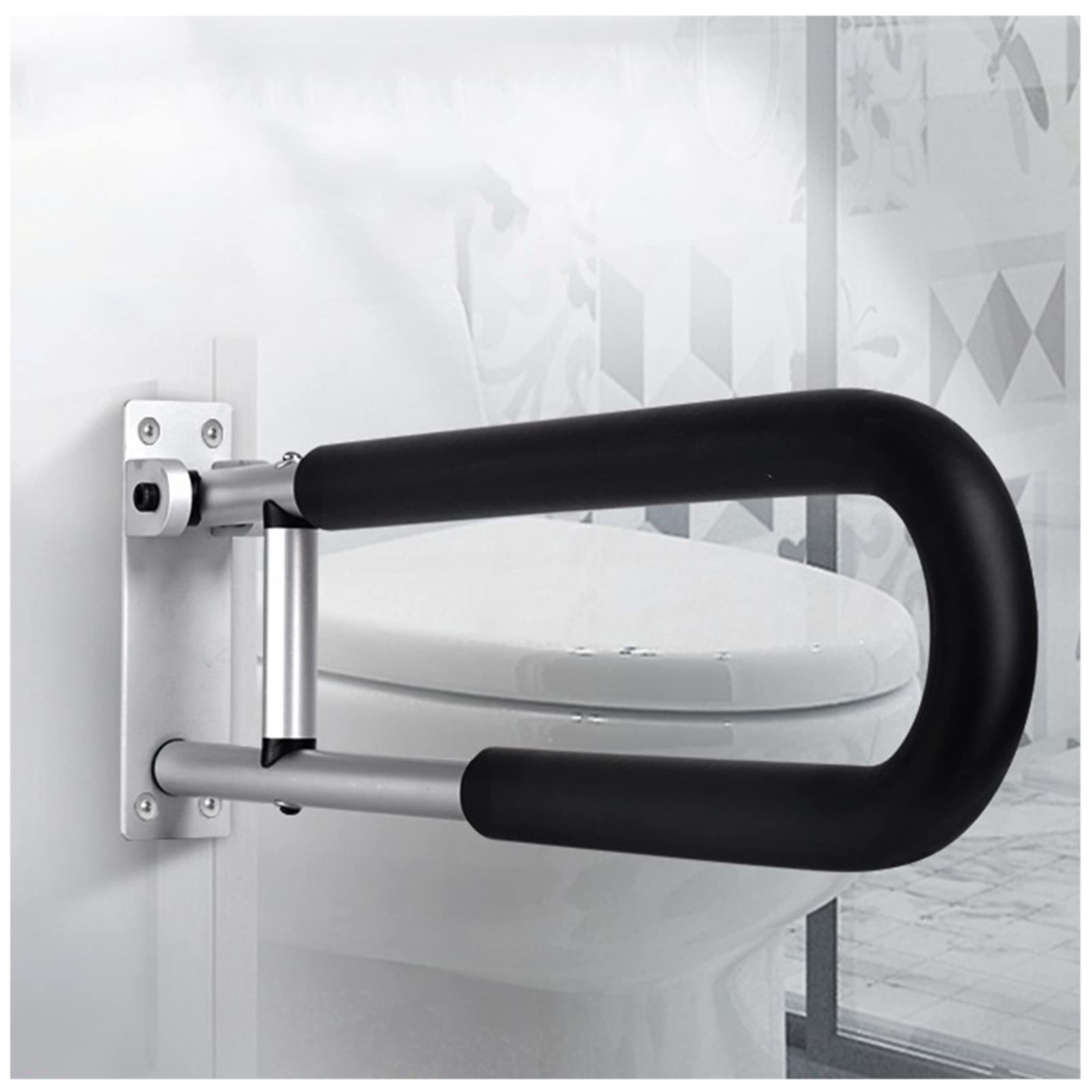 WDSOPK Bathroom Handicap Grab Bars ?Rails Foldable Toilet Safety Handrail 23.6 Inch Hand Support Rail Wall Mounted Bath Grips for Disabled Elderly Pregnant Woman Senior,with（With Foam）