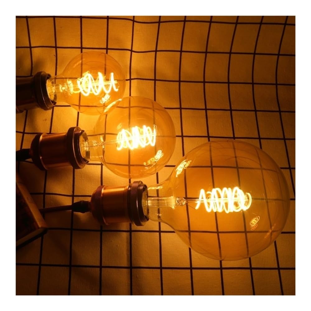 HHF Iluminación del hogar, Paquete de 5, bombilla Edison Retro E27 AC220V 4W bombilla de filamento LED en espiral suave G80 G95 G125 lámpara Vintage(E27 G125)