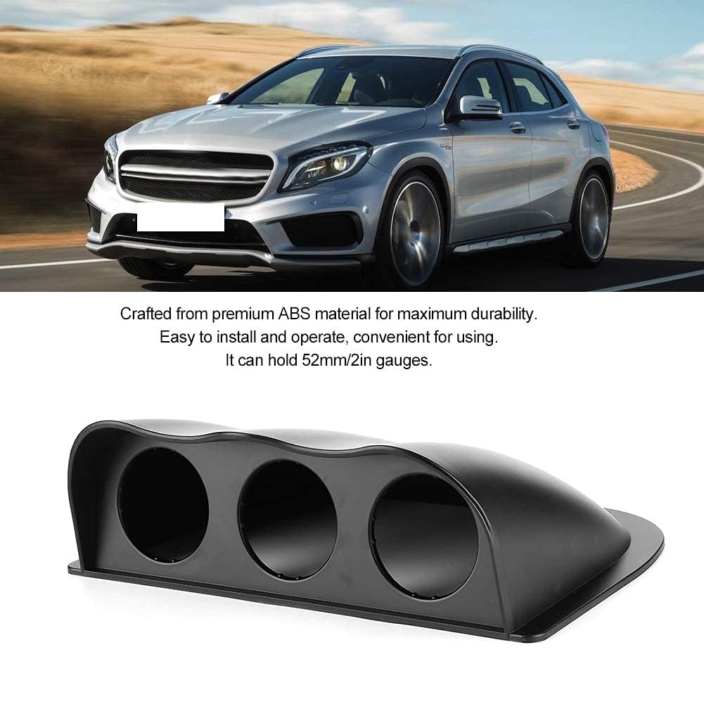Support de Tableau de Bord Universel pour 3 Jauges 52mm, ABS, Noir, 260x86mm, Montage Triple Pod pour Voiture