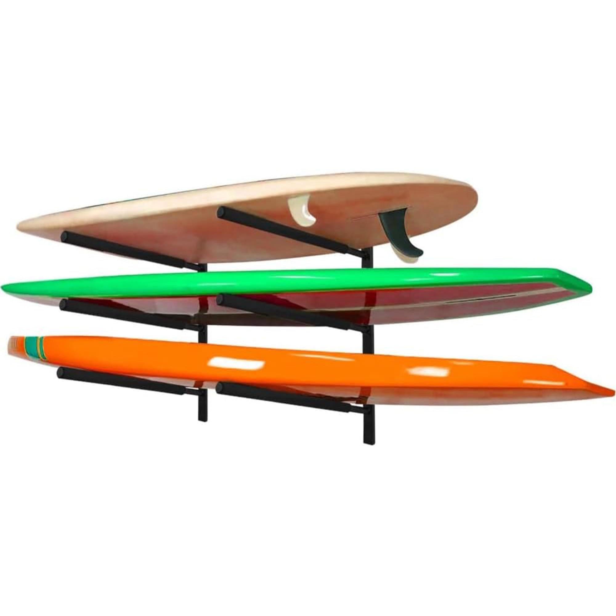 Yes4All Supporti da Parete per Tavole da Surf - Imbottitura in Schiuma per Conservare ed Esporre Fino a 3 Tavole, Snowboard, Longboard - Nero