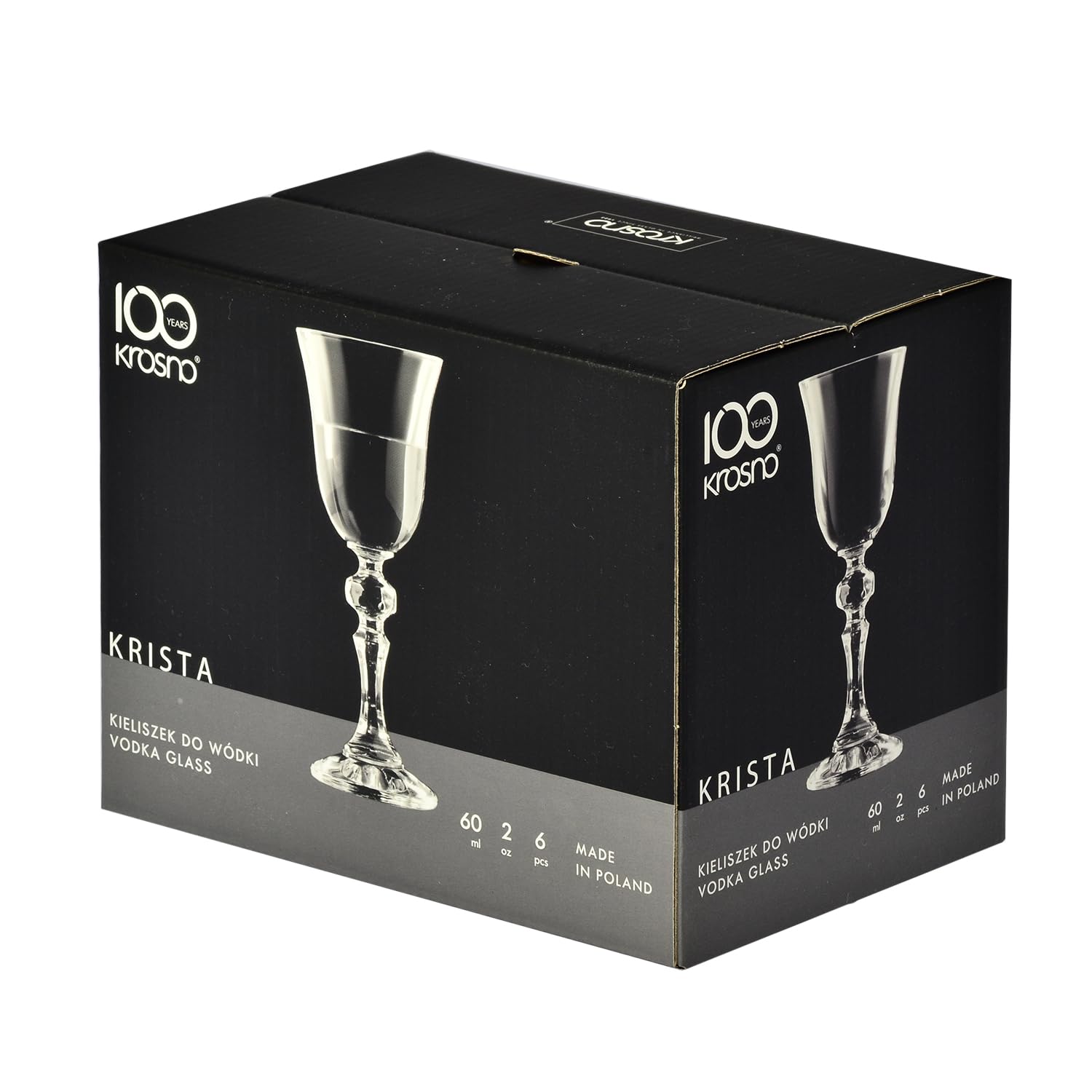 Krosno – Copas para Vodka, Shots y Licores 60 ml – Juego de 6 unidades – Colección Krista – Cristal sin Plomo – Diseño Clásico y Acabado Elegante