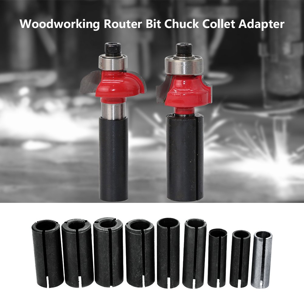 LinaLife 3 Stks Assortiment Chuck (6mm 6.35mm, 8mm) Router Spantang Set 6mm 6.35mm 8mm Chuck Heads Adapter voor Boren Graveren Trimmen Carving Machine Elektrische Router Frees Houtbewerking Tool
