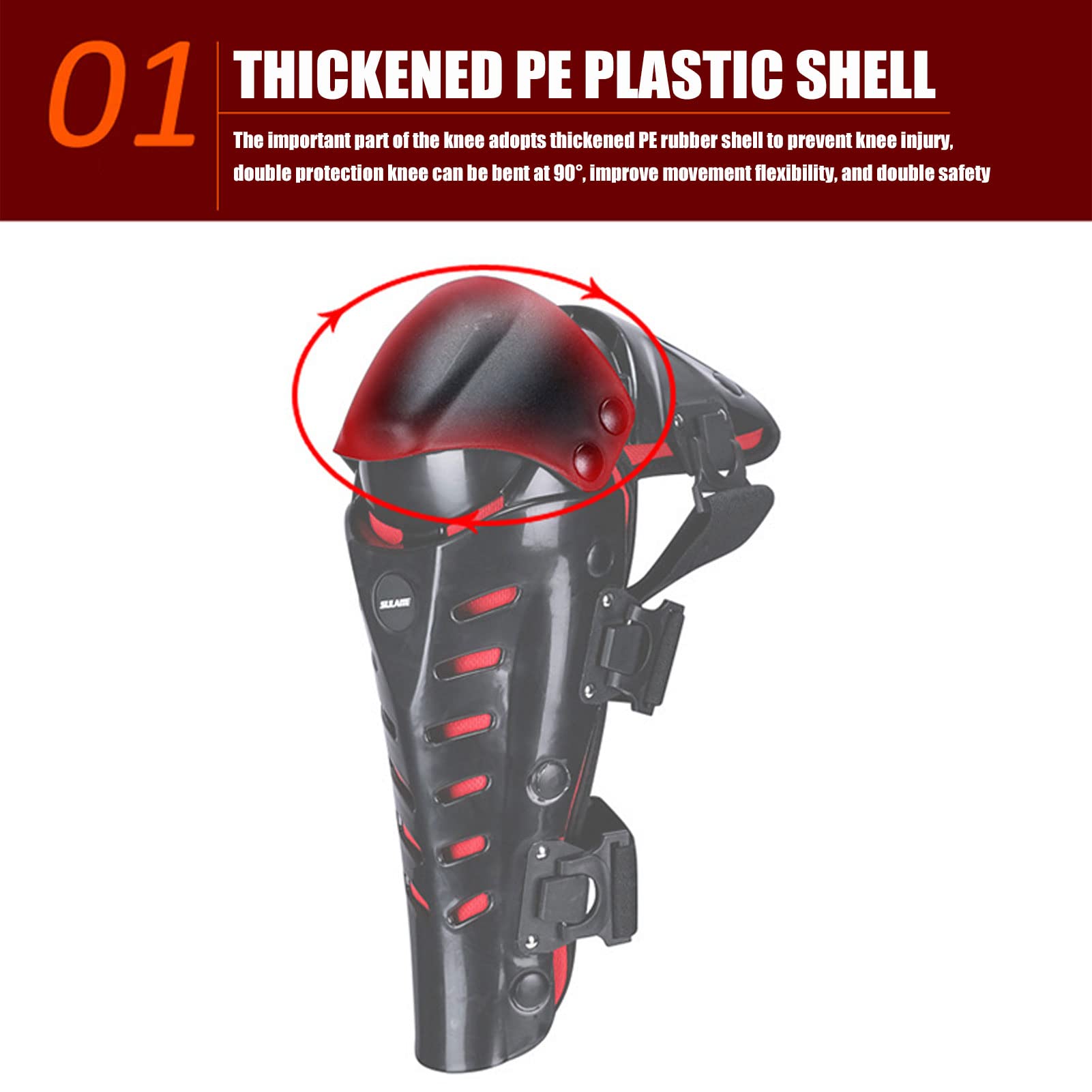 Protege Genoux Moto, Genouillères Moto Unisexe Réglable Design Ergonomique Anti-Crash Protection Antidérapante Protège -Tibias Pour Moto vtt, Equipement ​Moto Cross Pour Tout-Terrain Ski Patinage