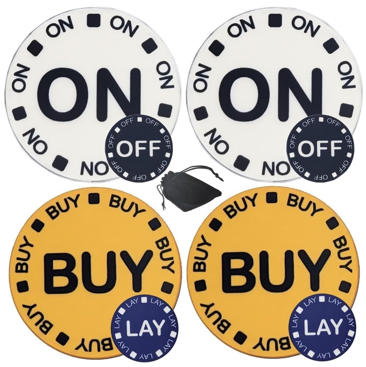 Cyber-Deals Craps On/Off and Buy/Lay 2-Sided Ceramic 1.5" Chip-Size Lammer Buttons Sets