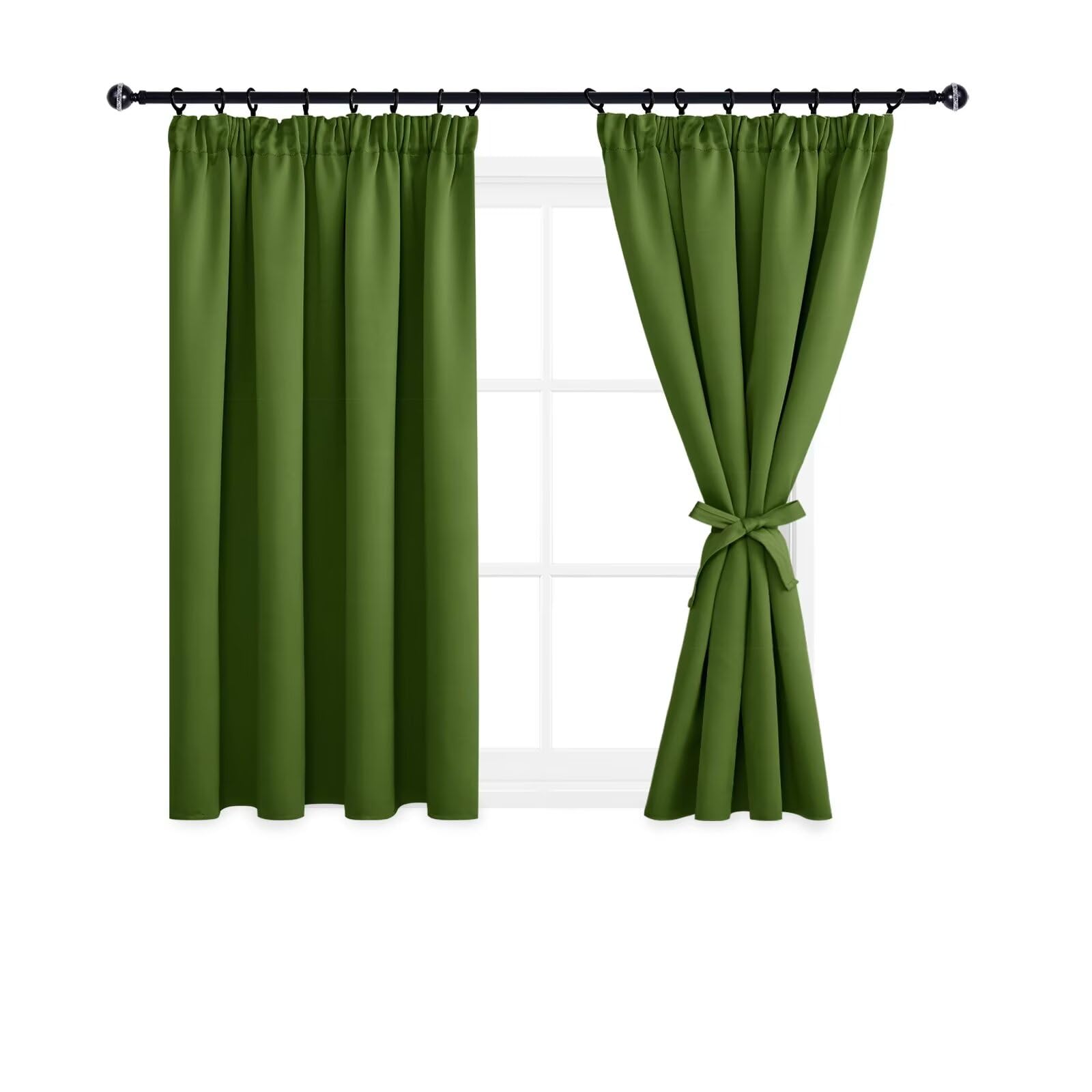 DWCN Green Blackout Curtains for Bedroom Thermal Room Darkening Drapes Pencil Pleat Curtain for Living Room 46 x 54 Inch Length