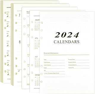 A5 Lined Refills Paper - Tomicy 2024 Year Weekly Diary Planner Refill Paper A5 Size for Filofax 6 Hole Punched Loose Leaf Paper Binder Organizer Notepaper 176Sheets/352 Pages, 140 x 205mm