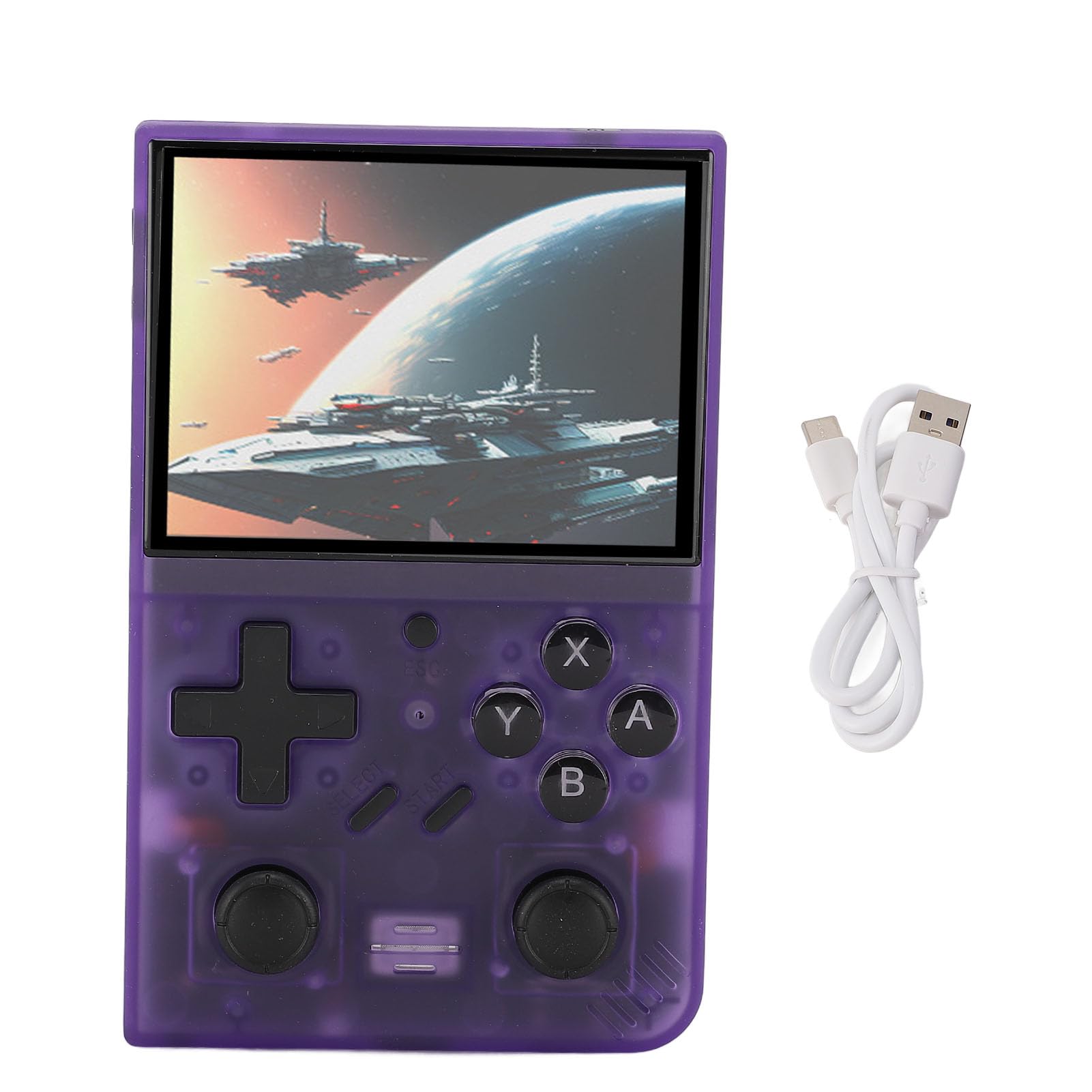 Handheld-Retro-Spielekonsole, Komfortables Design, Immersives Display für und Familie, Tragbare Videospielkonsole 3,5 Zoll für Reisen, Arbeit, Camping (Lila)