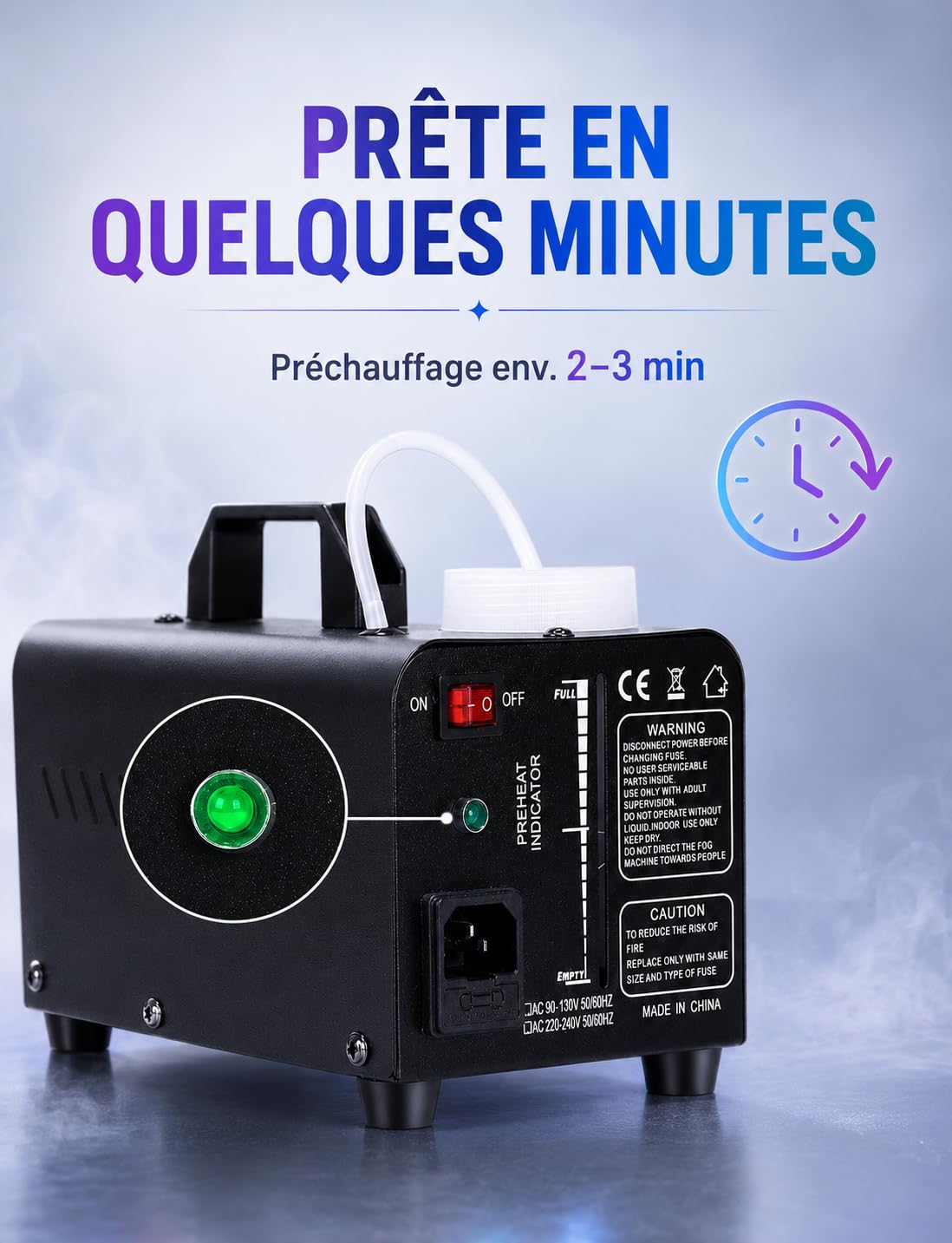TAKRINK Machine à Fumée 900W Télécommande Machine à Brouillard Professionnel avec 8 LED et Réservoir 0,3 Litres pour Halloween Mariages Étapes Fêtes DJ et Spectacles | 8 LED RGB 16 Couleurs effet fumée Lumineux Réservoir 0,3 L et Commande à Distance pour