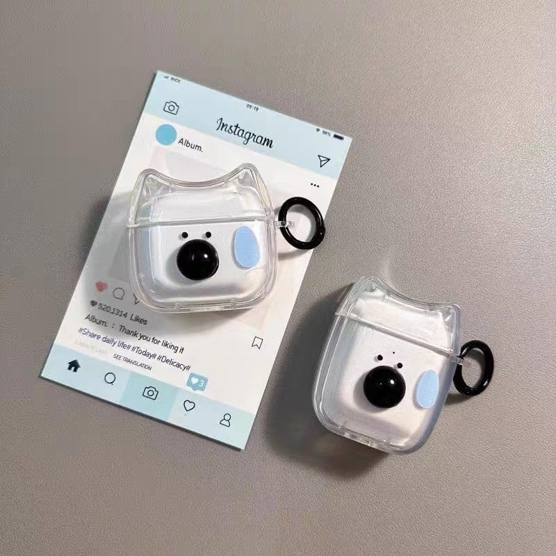 Image of Transparent Clear Earphone Case for AirPods 4, Cute Lovely Cat Face Soft TPU Silicone Case, Kitty Ear AirPods 4 Cover Protective Skin Shockproof Protector for iPod Earbuds -Sweating Dog