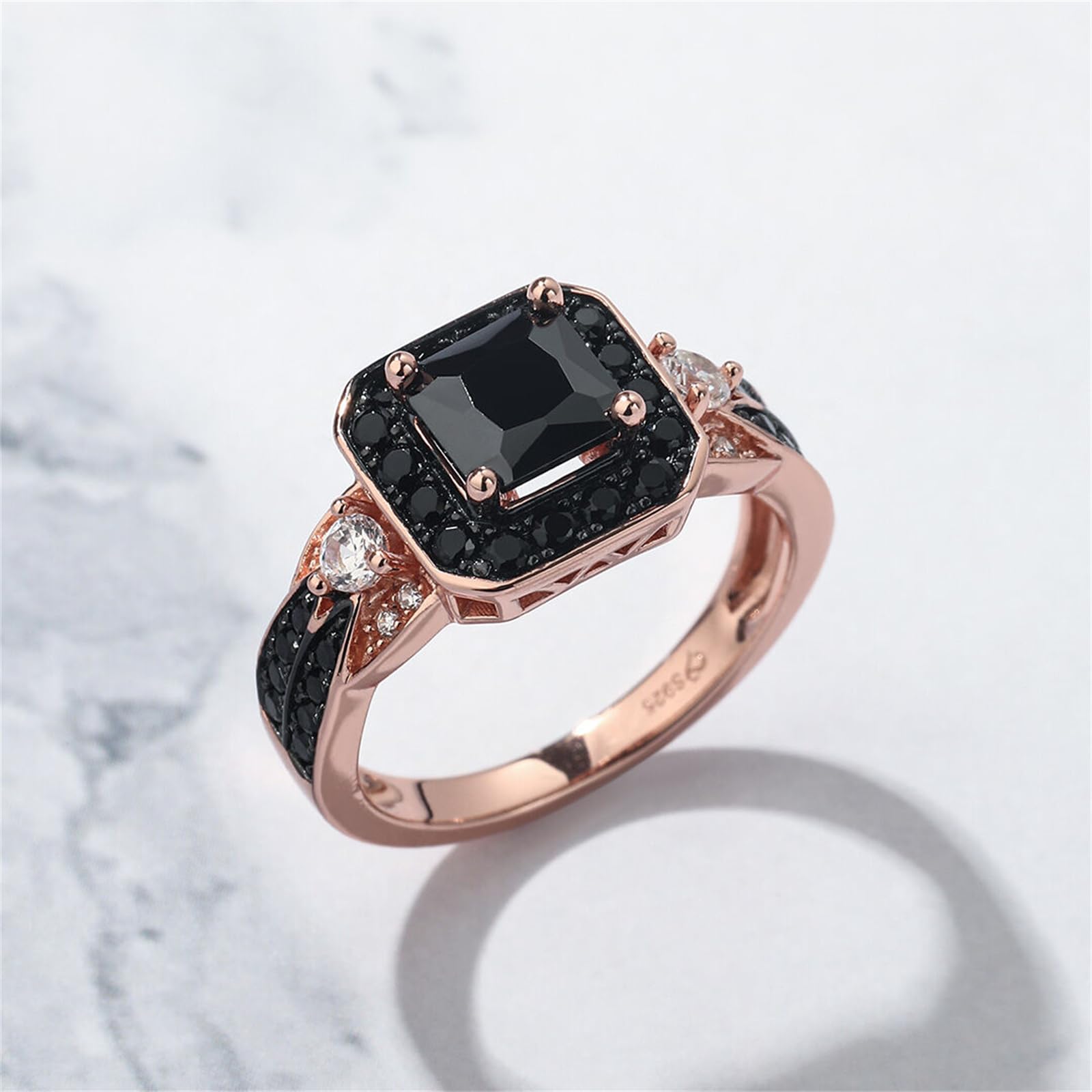 Jeulia Ring aus 925er Sterlingsilber Halo Prinzessin Schliff Valentinstag Versprechen Jubiläumsringe für Frauen und Mädchen mit Schmuckschatulle