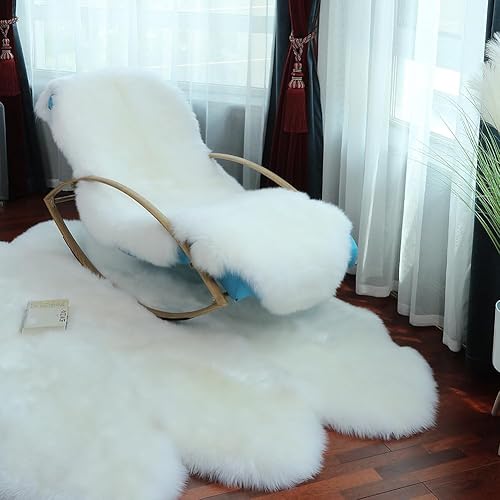 Vista 111 de Alfombra de piel de oveja auténtica de alta calidad, piel de oveja australiana, esponjosa, de lujo, natural, de piel de cordero esponjosa, funda