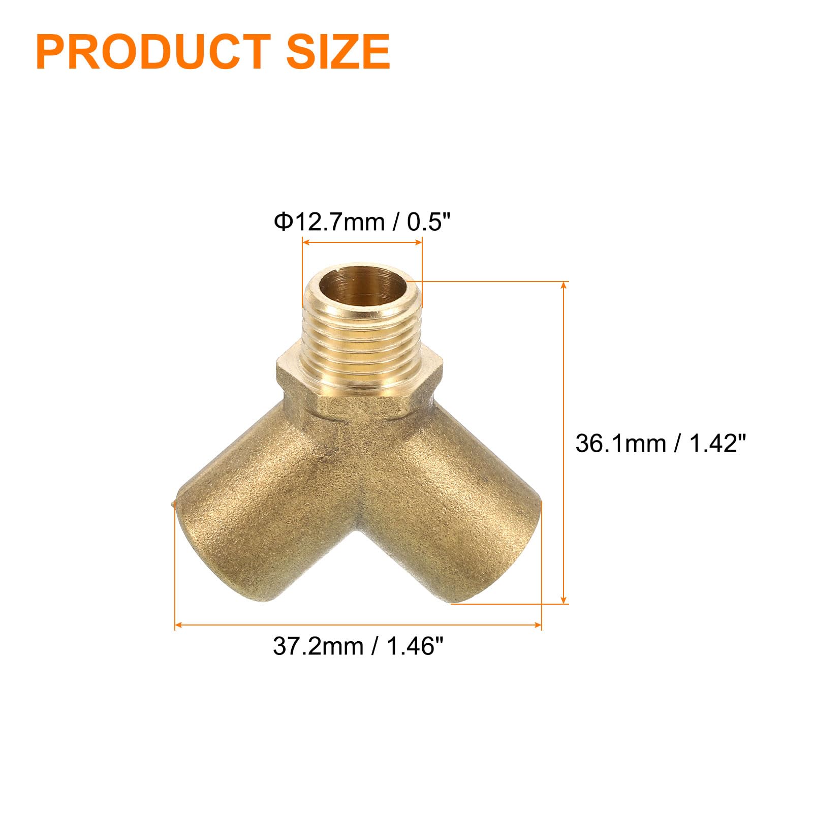 Produktbild von Messing T-Stück 1/4 Zoll – 3-Wege Y-Verteiler, 2 Stück, NPT-Gewinde, Robust & Dicht, Für Luft- & Flüssigkeitsleitungen