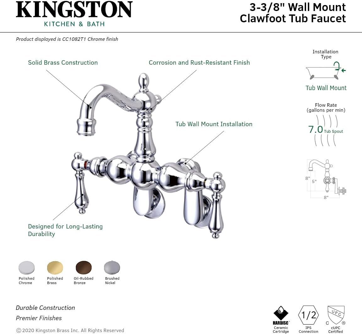 Crazy Deals Kingston Brass CC1081T5 Vintage Clawfoot Tub Faucet, 3-3/8-Inch to 9-Inch Center, Oil Rubbed Bronze Black Friday - 60% OFF Kingston Brass CC1081T5 Vintage Clawfoot Tub Faucet, 3-3/8-Inch to 9-Inch Center, Oil Rubbed Bronze