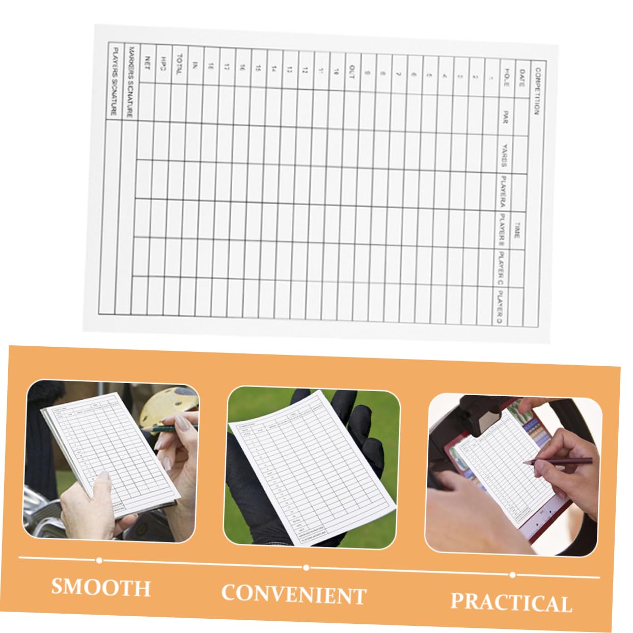 OSOLADY 5Pcs Golf Scorecards Durable Coated Paper for Recording Sports Scores Lightweight Portable for Competition Use Essential Golf Supply for Players