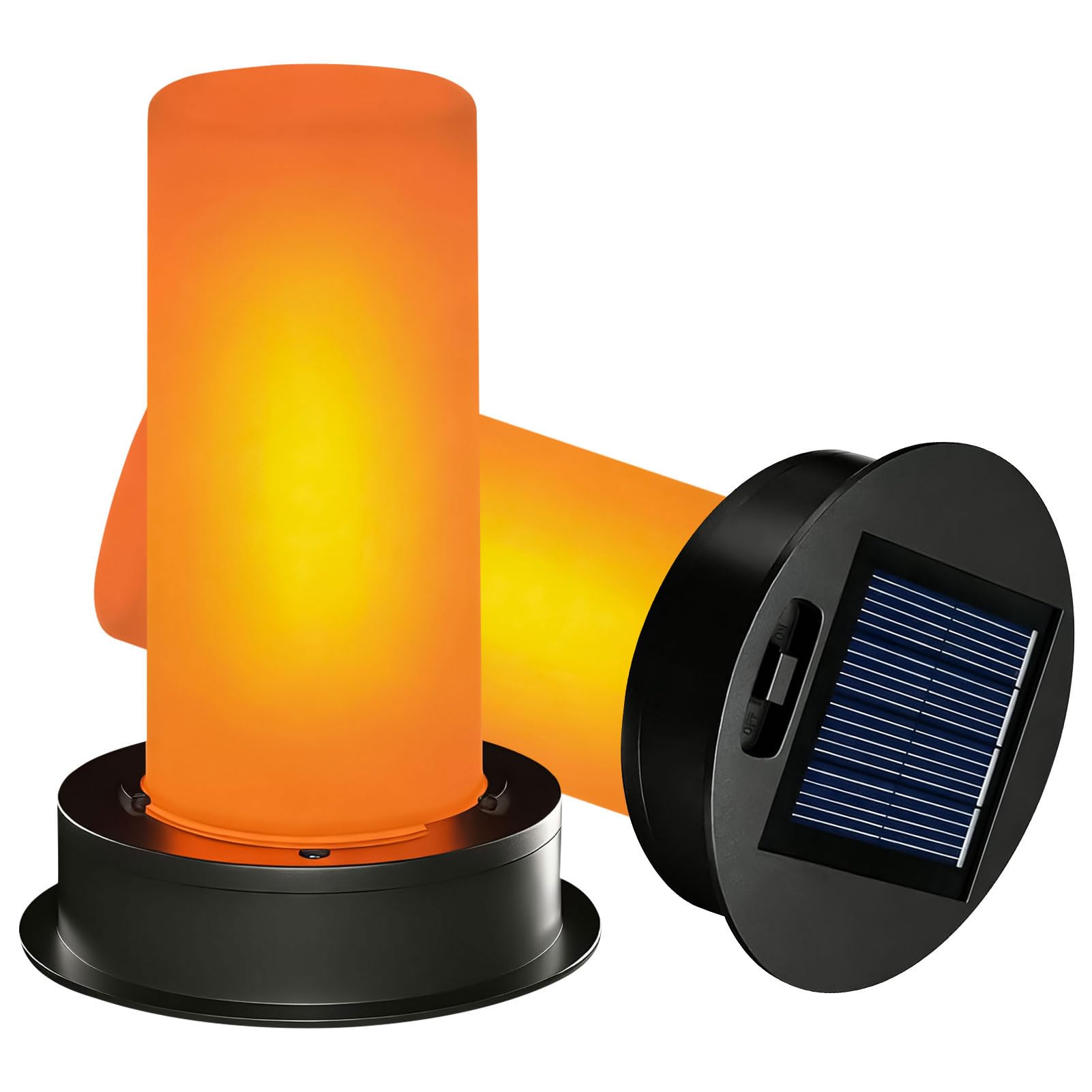 Solar Light Replacement Parts 8.5cm Weatherproof, 2PCS Solar Light Replacement Top, Flame Effect Solar Replacement Cover, LED Solar Bulb Replacement Solar Module for Garden Light Solar Lamps, for