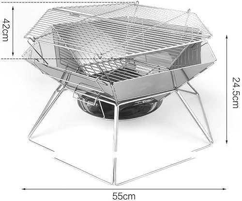 Miniatura 2 de Parrilla de carbón para barbacoa, parrilla de camping portátil plegable de acero inoxidable para viajes al aire libre, cocina, picnic, parrilla de
