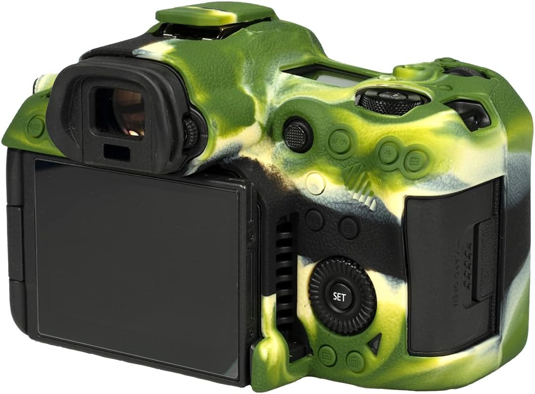 Camera Case for Canon R5C - Protective Silicone DSLR Skin Cover, Detachable Cage, Shockproof, Dustproof (Camouflage)
