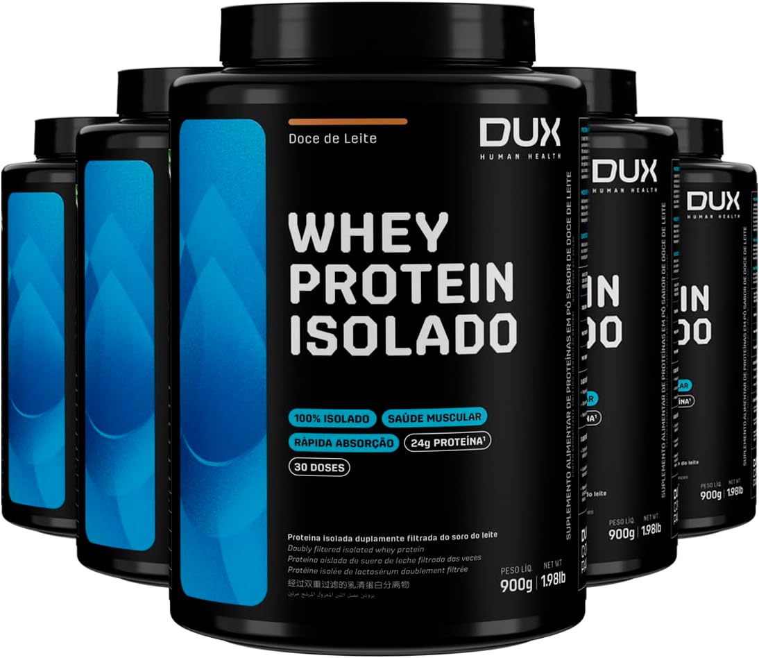 Kit 5 Whey Protein Isolado Dux Doce de Leite 900g