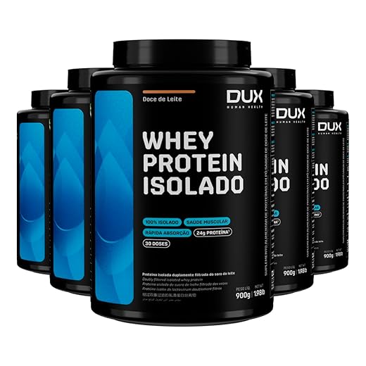 Kit 5 Whey Protein Isolado Dux Doce de Leite 900g
