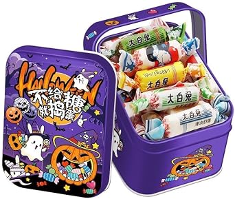 Halloween Gift Box  White Rabbit Milk Candy, a souvenir,15 flavors toffee,Chinese classic cream sugar,healthy and nutritious fudge,wedding candy,Dim sum snacks Mixed flavor,115g*1 can